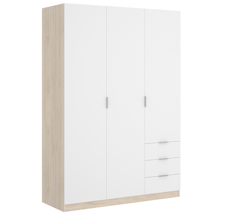 Armario Essen 3 Puertas Natural Blanco Brillo 52 x 121 x 184 cm