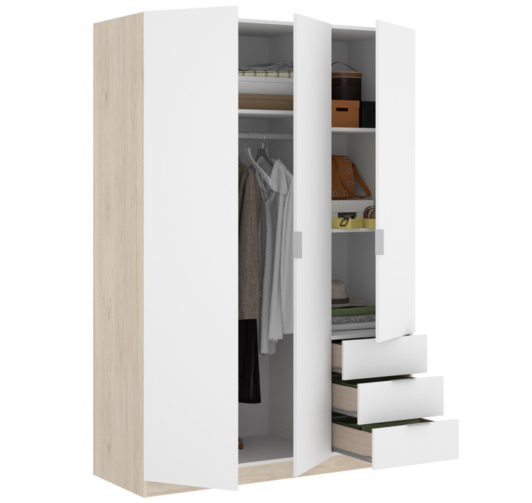 Armario Essen 3 Puertas Natural Blanco Brillo 52 x 121 x 184 cm