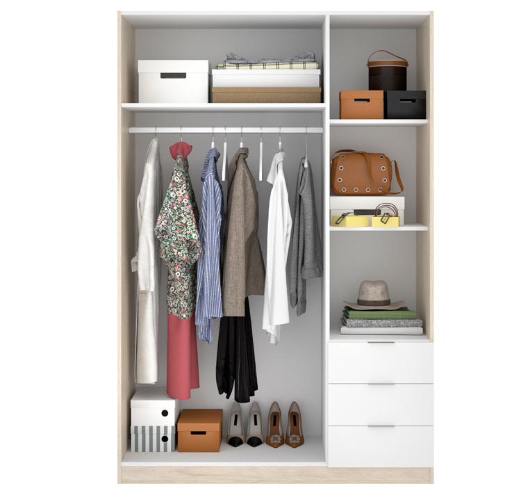 Armario Essen 3 Puertas Natural Blanco Brillo 52 x 121 x 184 cm