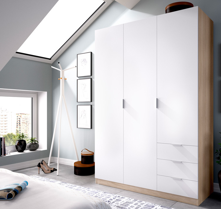 Armario Essen 3 Puertas Natural Blanco Brillo 52 x 121 x 184 cm