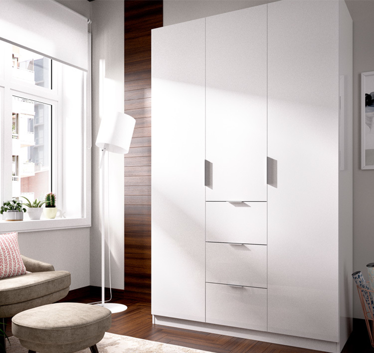 Armario Essen 3 Puertas Blanco Brillo 52 x 135 x 204 cm