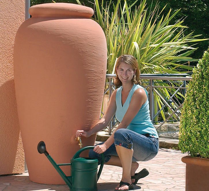 Depósito Anfora Terracota de Agua Lluvia Estilo Mediterráneo