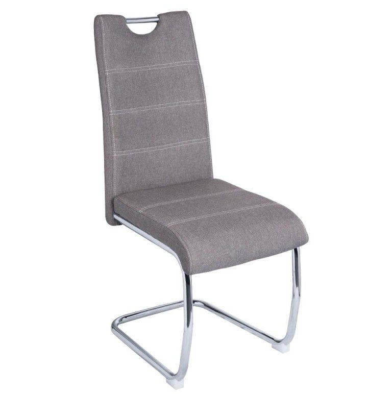 Silla Pauli Tapziada en Tela Gris Claro y Acero 45 x 40 x 99 cm