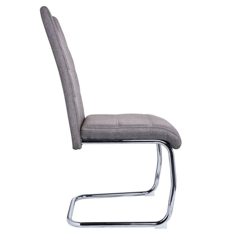 Silla Pauli Tapziada en Tela Gris Claro y Acero 45 x 40 x 99 cm