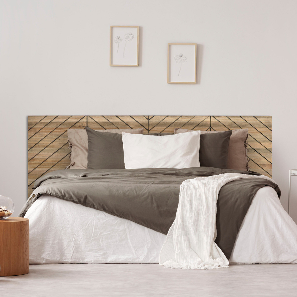 Cabecero Formas Z de Madera 60 x 150 cm Efecto Vintage