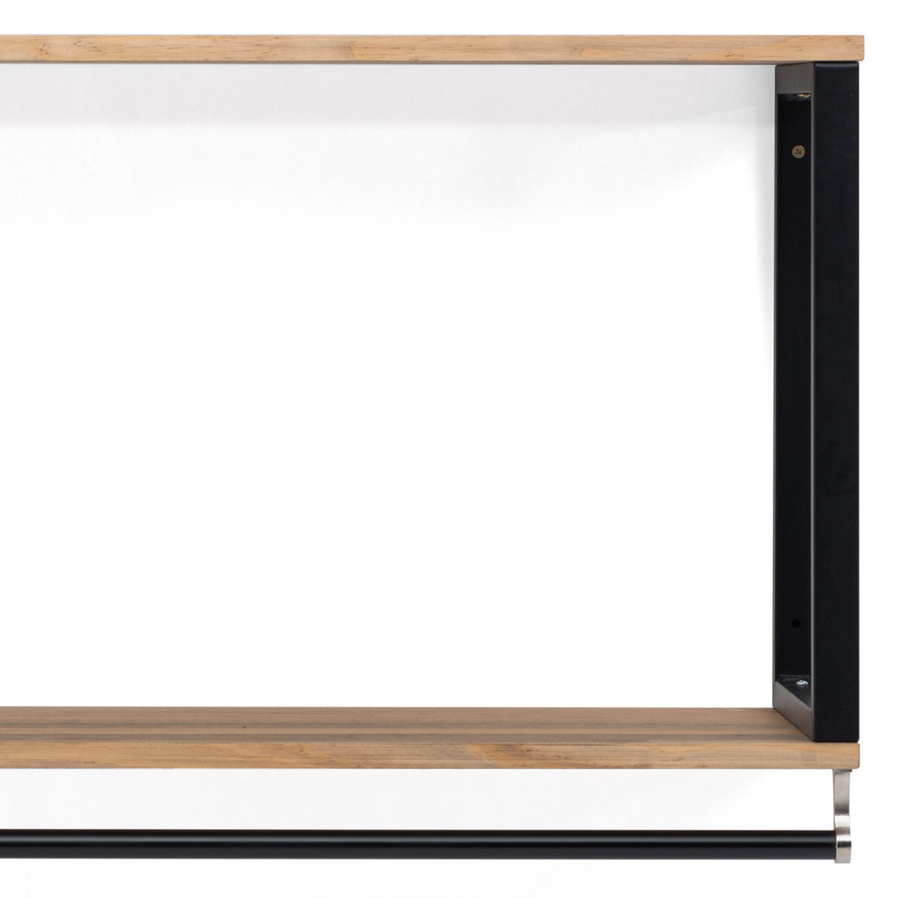 Perchero Colgante Industrial Negro Efecto Vintage con 2 Estantes 