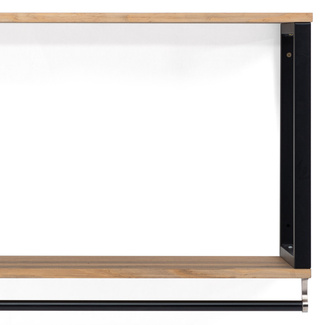 Perchero Colgante Industrial Negro Efecto Vintage con 2 Estantes 