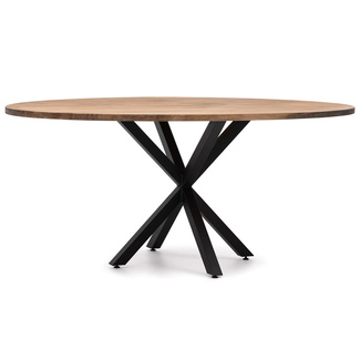 Mesa de Comedor Ovalada con Pata Estrella Negro Efecto Vintage  