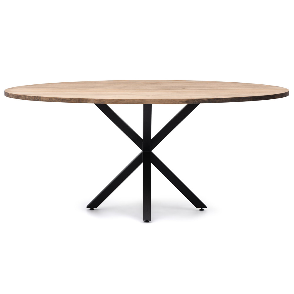 Mesa de Comedor Ovalada con Pata Estrella Negro Efecto Vintage  