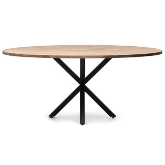 Mesa de Comedor Ovalada con Pata Estrella Negro Efecto Vintage  
