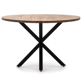 Mesa de Comedor Ovalada con Pata Estrella Negro Efecto Vintage  