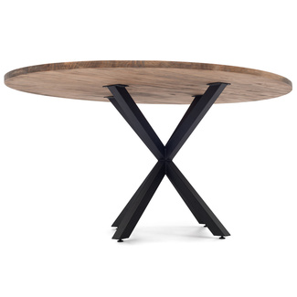 Mesa de Comedor Ovalada con Pata Estrella Negro Efecto Vintage  