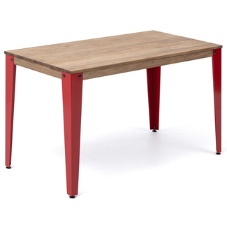 Mesa Lunds Industrial ECO Tablero Efecto Vintage Patas Rojas