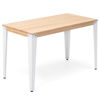 Mesa Lunds Industrial ECO Tablero Natural Patas Blancas