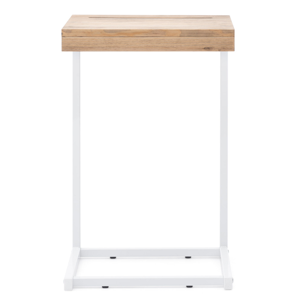 Mesita Ordenador Sofá ECO Industrial Blanco Efecto Vintage