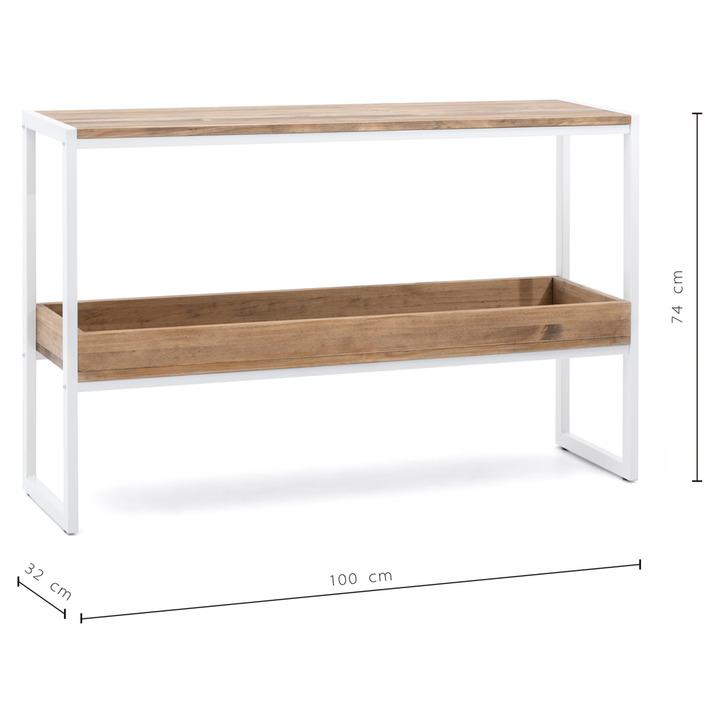 Consola iCub ECO Box Furniture Blanca Efecto Vintage con Bandeja  