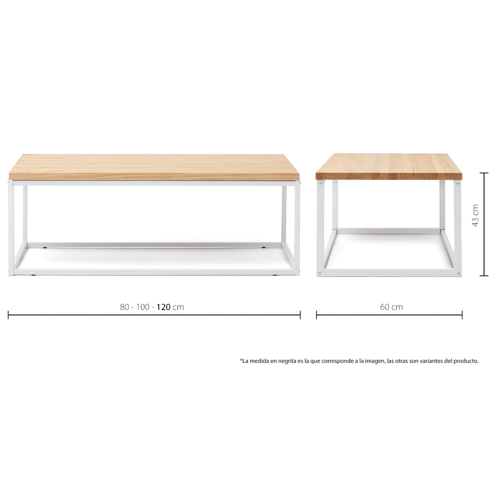 Mesa de Centro iCub U Industrial Blanco Natural