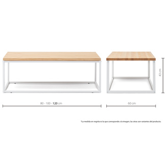 Mesa de Centro iCub U Industrial Blanco Natural