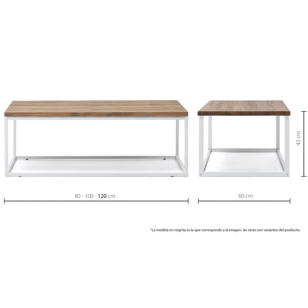 Mesa de Centro iCub U Industrial Blanco Efecto Vintage