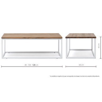 Mesa de Centro iCub U Industrial Blanco Efecto Vintage