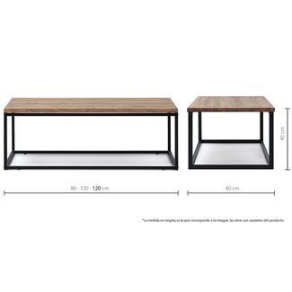 Mesa de Centro iCub U Big Wood Negra efecto vintage estilo industrial Box Furniture