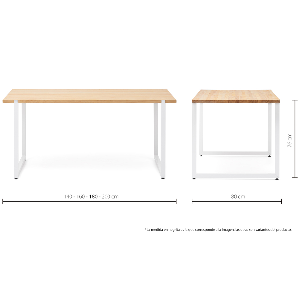 Mesa Industrial Uley de Madera de Pino Sostenible Acabado Blanco Natural 