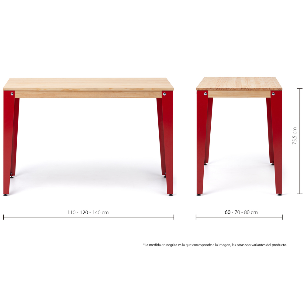 Mesa Lunds Industrial ECO Tablero Natural Patas Rojas 