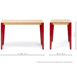 Mesa Lunds Industrial ECO Tablero Natural Patas Rojas 