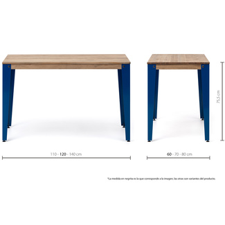 Mesa Lunds Industrial ECO Tablero Efecto Vintage Patas Azules 