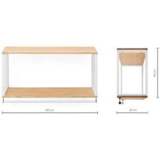 Perchero Colgante Industrial Blanco Natural con 2 Estantes  