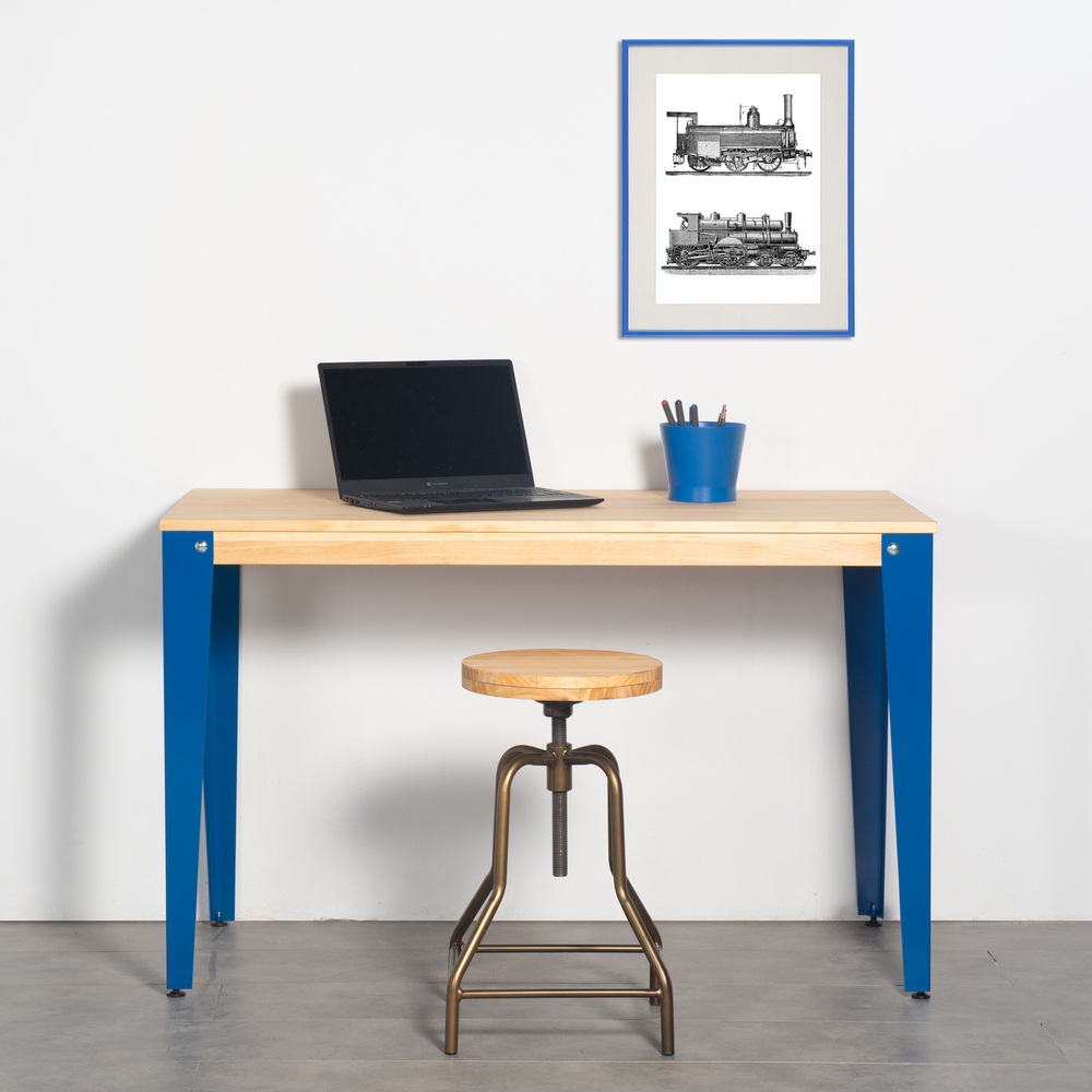 Mesa Lunds Industrial ECO Tablero Natural Patas Azules  