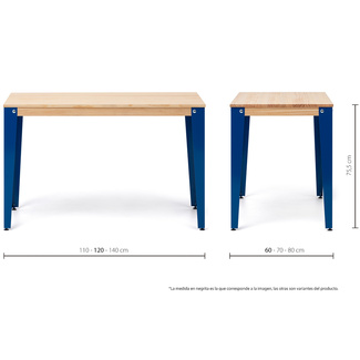 Mesa Lunds Industrial ECO Tablero Natural Patas Azules  