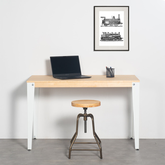 Mesa Lunds Industrial ECO Tablero Natural Patas Blancas