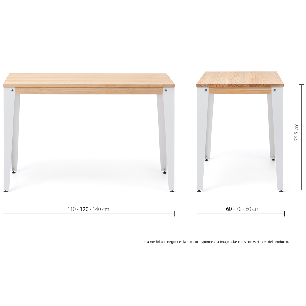 Mesa Lunds Industrial ECO Tablero Natural Patas Blancas