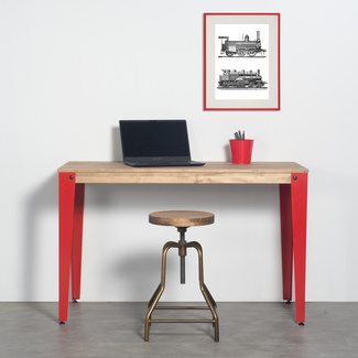 Mesa Lunds Industrial ECO Tablero Efecto Vintage Patas Rojas