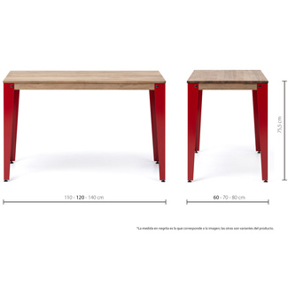 Mesa Lunds Industrial ECO Tablero Efecto Vintage Patas Rojas