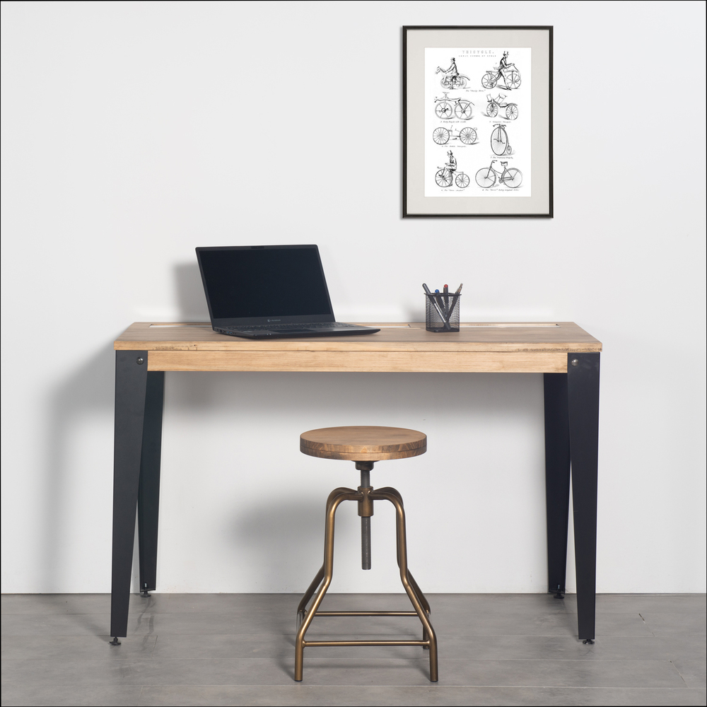 Mesa Lunds Sostenible con 3 Compartimentos Ocultos Negro Efecto Vintage