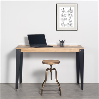 Mesa Lunds Sostenible con 3 Compartimentos Ocultos Negro Efecto Vintage