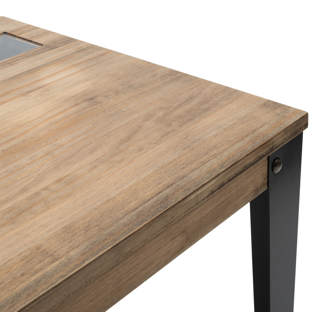 Mesa Lunds Sostenible con 3 Compartimentos Ocultos Negro Efecto Vintage