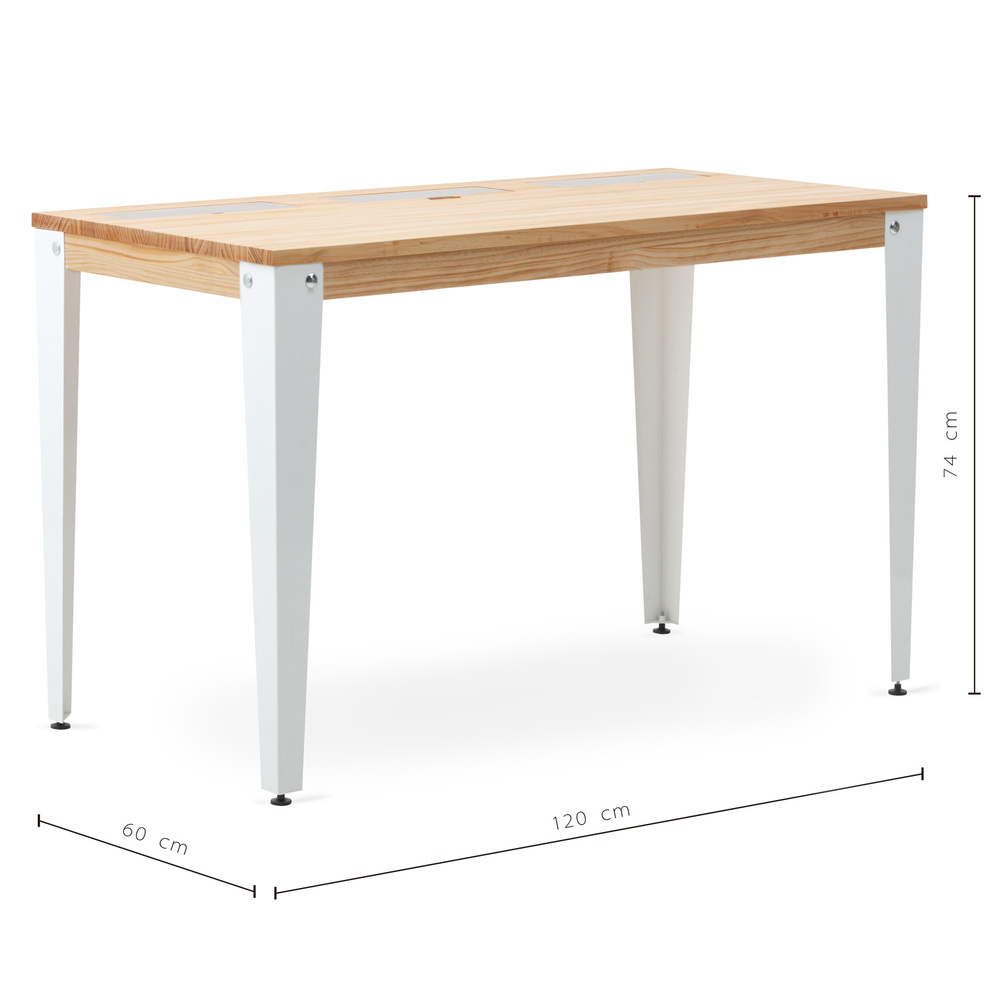 Mesa Lunds Sostenible con 3 Compartimentos Ocultos Blanco Natural