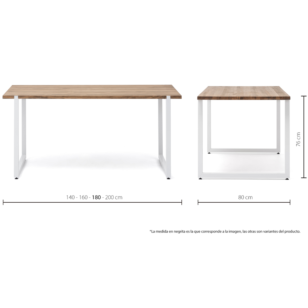 Mesa Industrial Uley de Madera de Pino Sostenible Acabado Blanco Efecto Vintage 