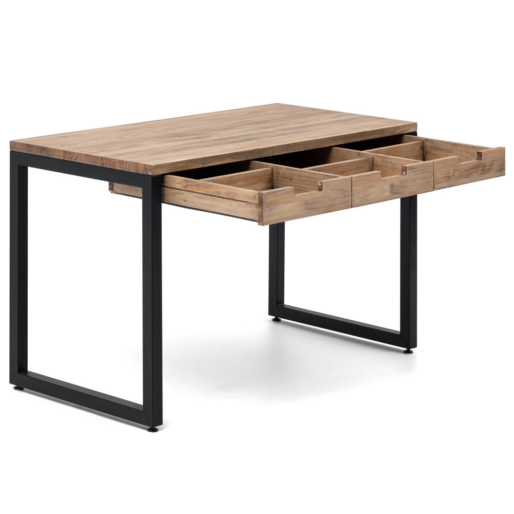 Mesa de Estudio Industrial iCub Strong ECO 1 Cajón Negro Efecto Vintage 