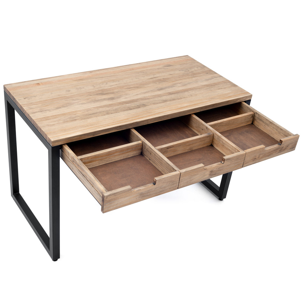 Mesa de Estudio Industrial iCub Strong ECO 1 Cajón Negro Efecto Vintage 