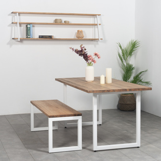Mesa Comedor iCub Strong ECO Box Furniture Blanco Efecto Vintage 