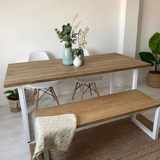 Mesa Comedor iCub Strong ECO Box Furniture Blanco Efecto Vintage 