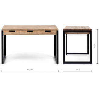 Mesa de Estudio Industrial iCub Strong ECO 1 Cajón Negro Efecto Vintage 