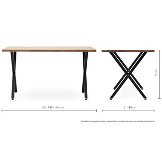 Mesa Estudio Industrial Pata X ECO Box Furniture Negro Efecto Vintage
