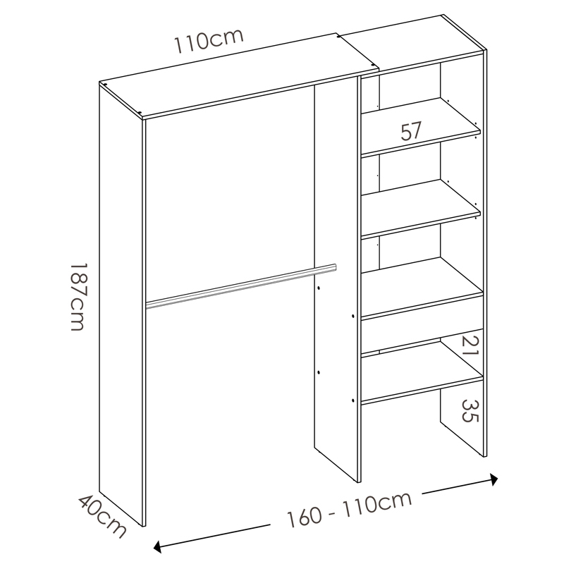 Kit Vestidor Suit 1 Cajón