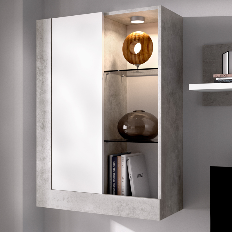 Conjunto Salón Televisión Tokio con Vitrina y Leds