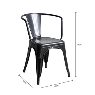 Silla Tudix Industrial Vintage con Brazos Gun Metal 